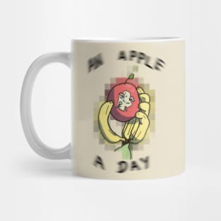 An Apple A Day - banana hand holding gummy worm infested apple - word art Mug